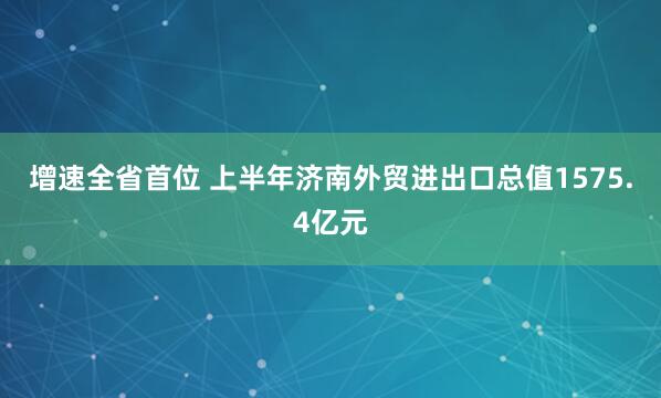增速全省首位 上半年济南外贸进出口总值1575.4亿元