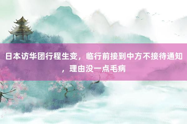 日本访华团行程生变，临行前接到中方不接待通知，理由没一点毛病