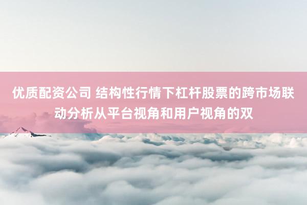 优质配资公司 结构性行情下杠杆股票的跨市场联动分析从平台视角和用户视角的双