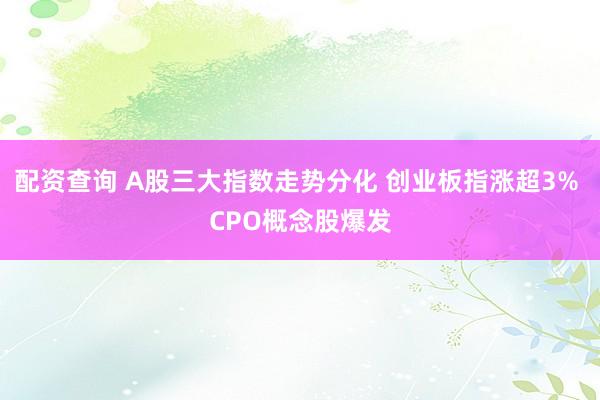 配资查询 A股三大指数走势分化 创业板指涨超3% CPO概念股爆发